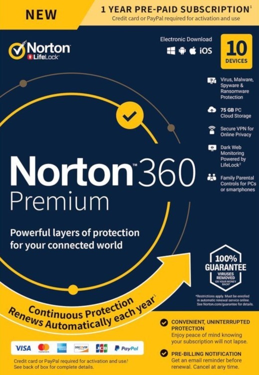 Norton 360 Premium 75GB - 10 Devices 3 Years