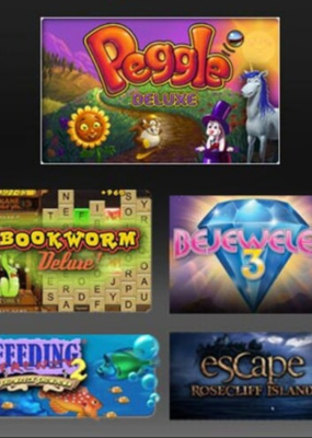 Peggle Deluxe, Bejeweled 3, Bookworm Deluxe, Escape Rosecliff Island, and Feeding Frenzy 2 Deluxe Bundle