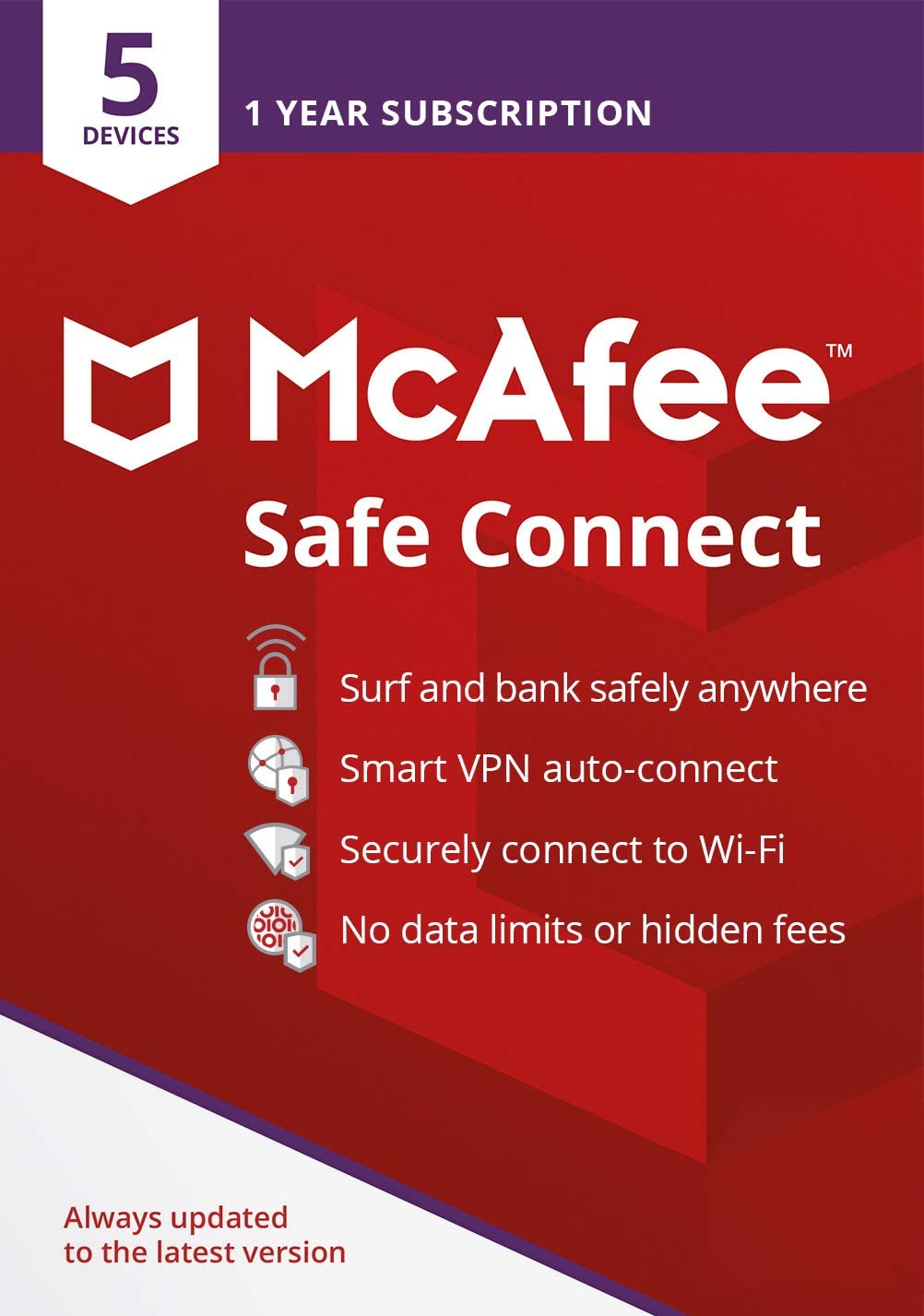 McAfee Safe Connect VPN Premium 5 Devices 1 Year