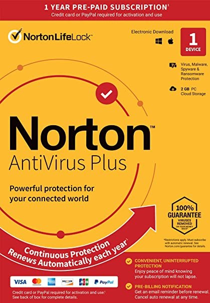 Norton 360 Antivirus Plus 2GB - 1 Device 1 Year