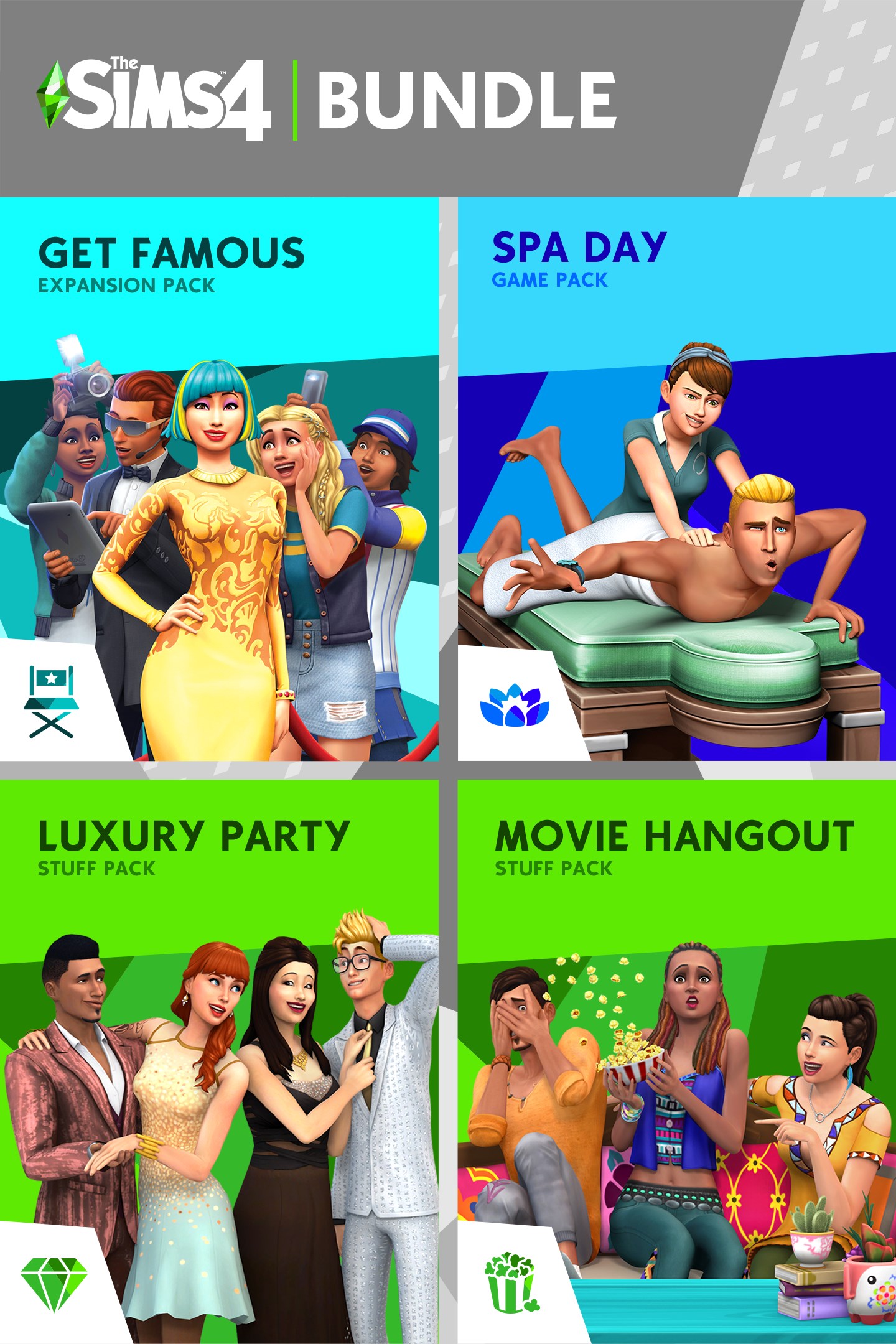 The Sims™ 4 Live Lavishly Bundle - Get Famous, Spa Day, Luxury Party Stuff, Movie Hangout Stuff (DLC)