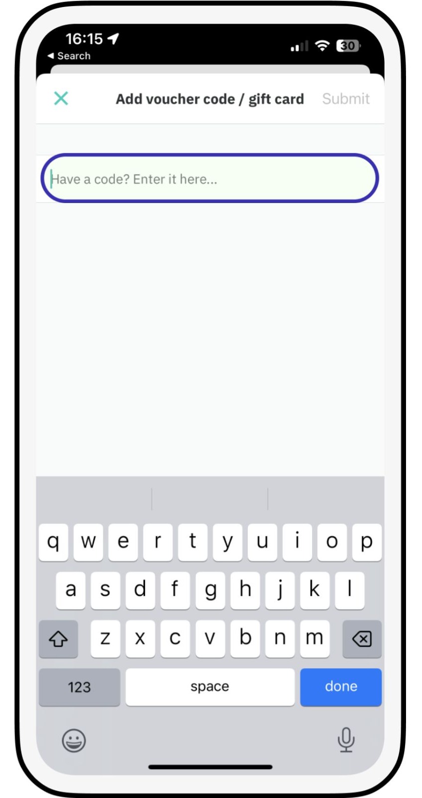 Deliveroo voucher code redeemed in the app