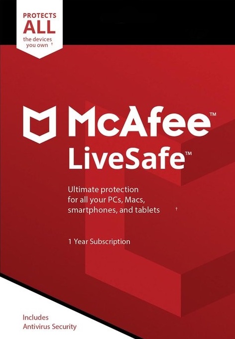 McAfee LiveSafe - 1 Device 1 Year Key