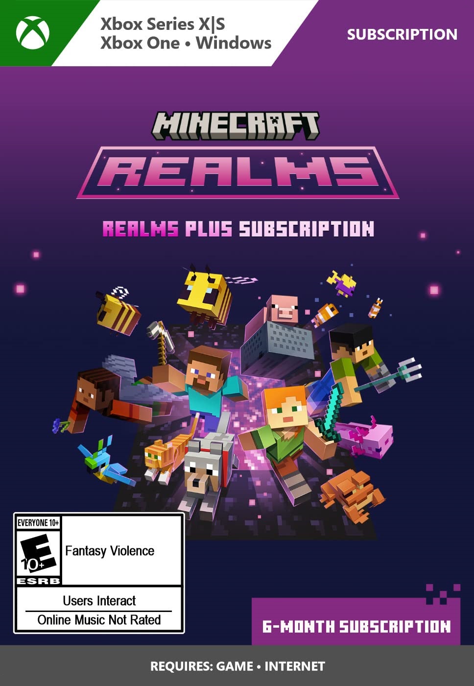 Minecraft Realms Plus 6-Month Subscription (Xbox One, Xbox Series X/S, Windows)