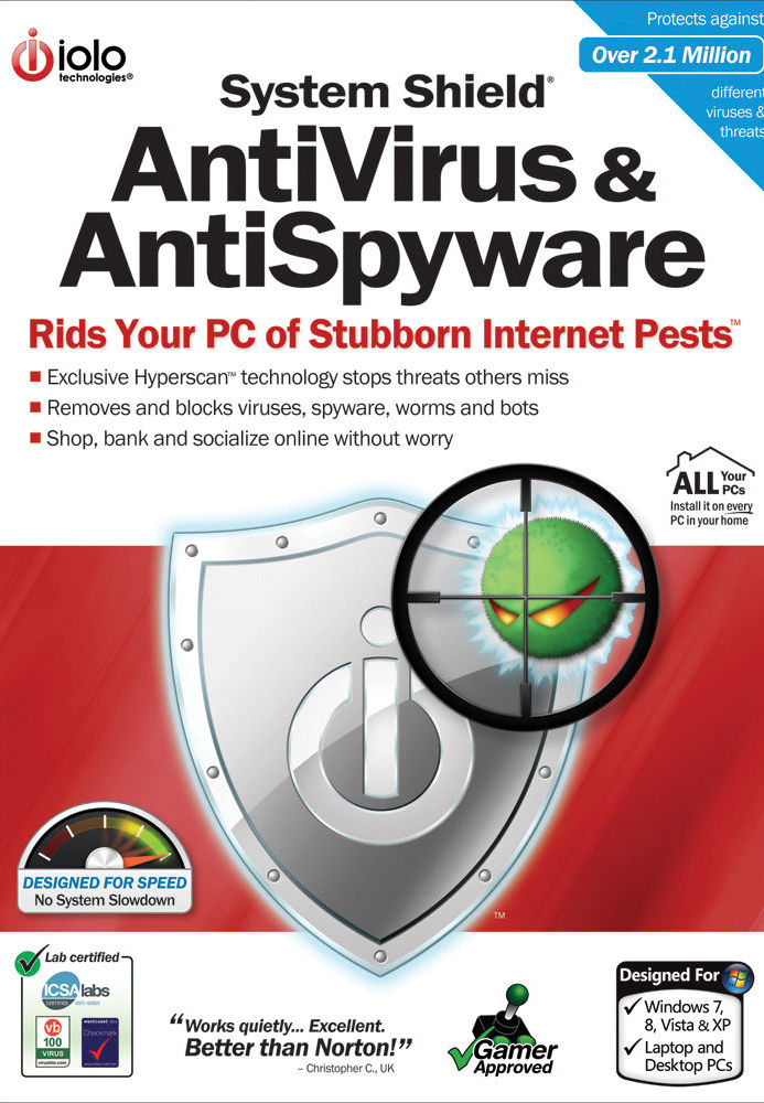 iolo System Shield AntiVirus and AntiSpyware 1 Device 1 Year