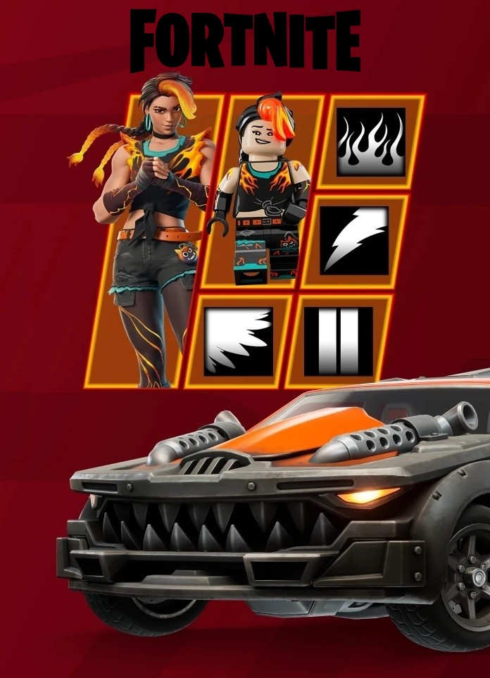 Fortnite - Cinder Outfit + Lockjaw Vehicle Body