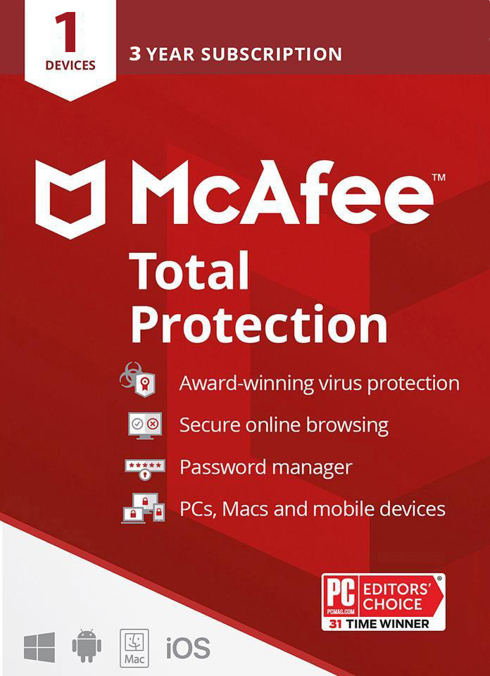 McAfee Internet Security - 3 Years - 1 Device - Key GLOBAL
