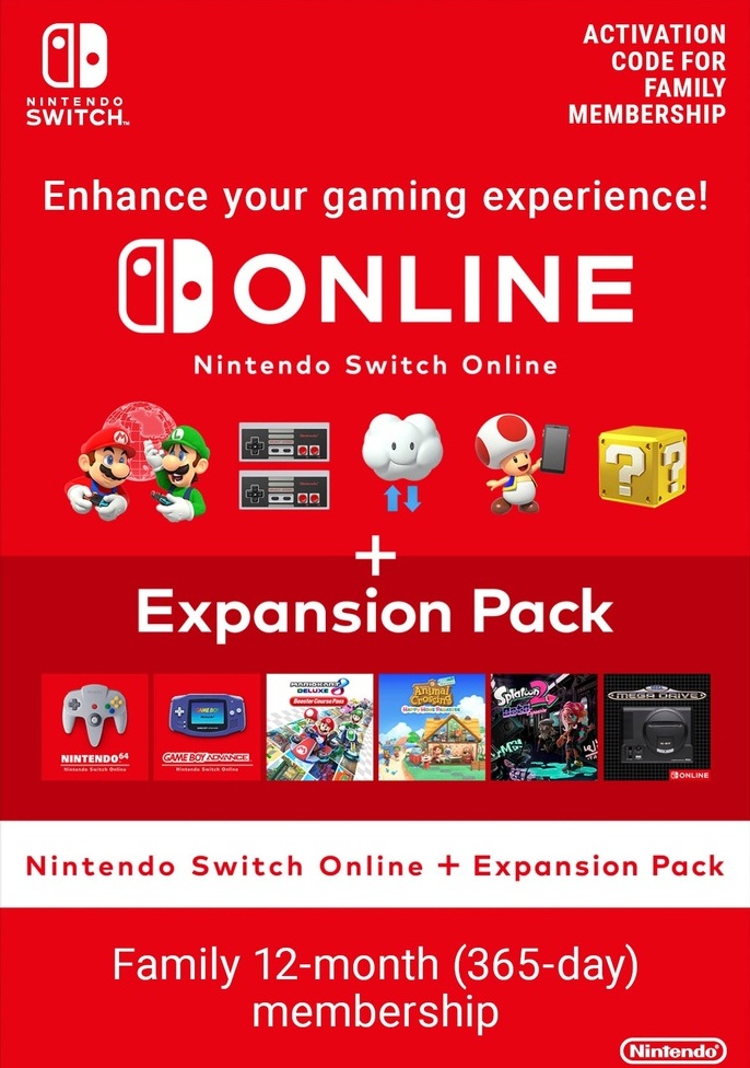 Nintendo Switch Online 12 Month Family Membership + Expansion Pack