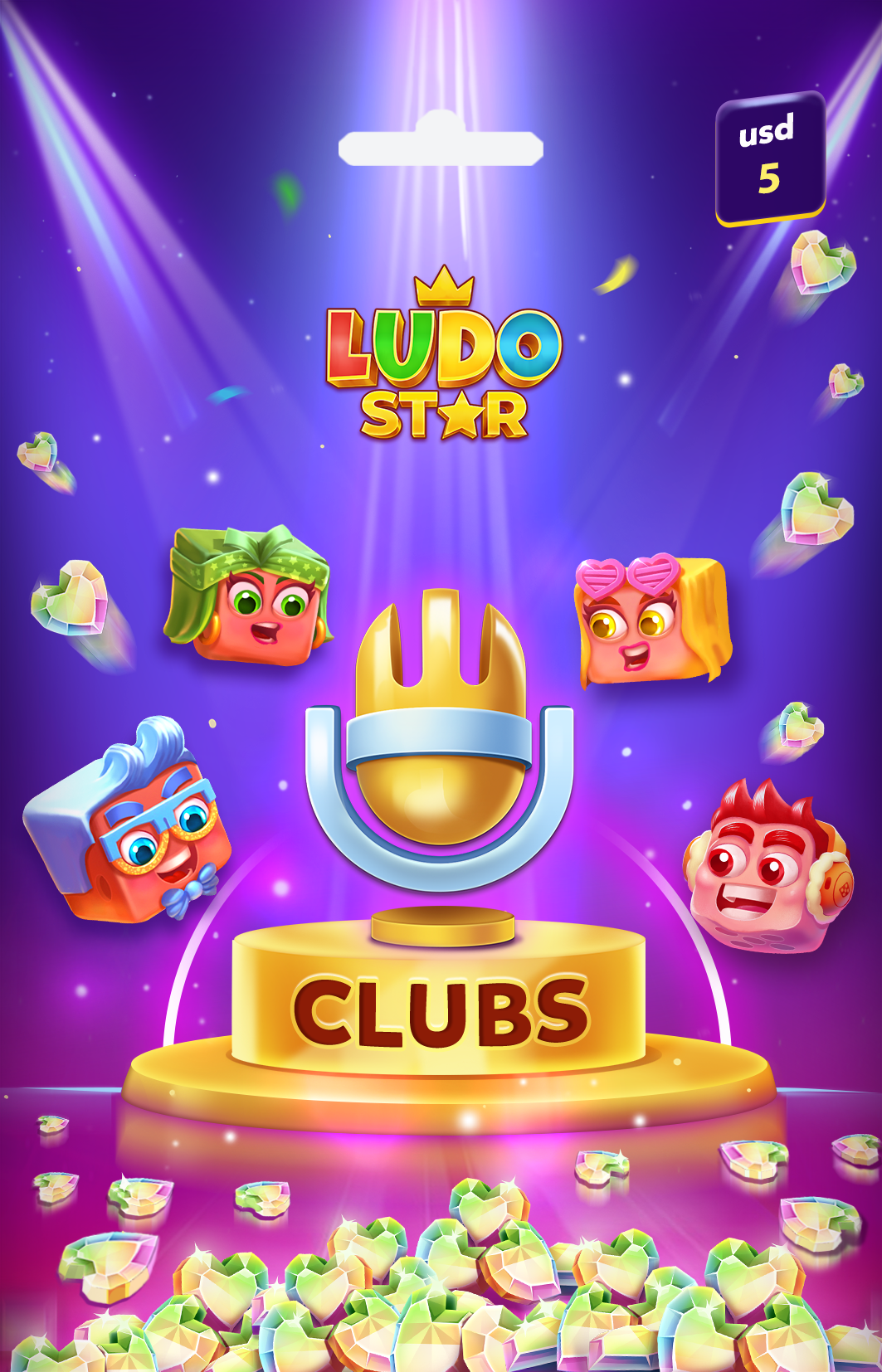 Clubs Ludo Star 5 USD Hearts Key GLOBAL