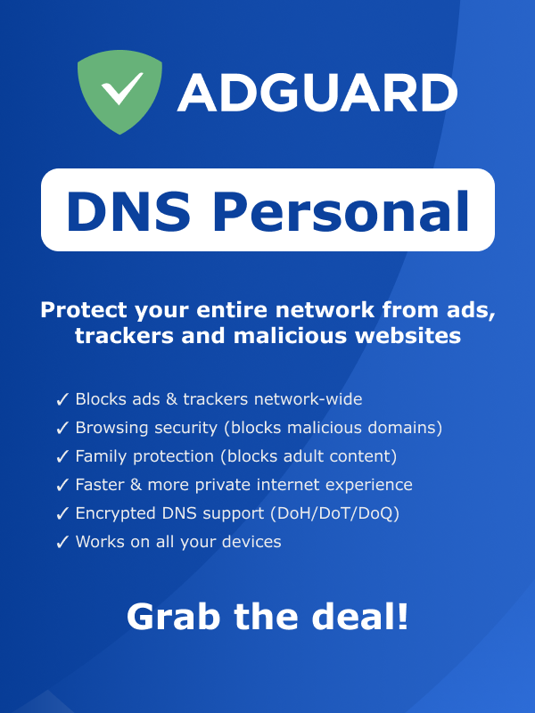 AdGuard DNS Personal (20 Devices, 1 Year) Key GLOBAL
