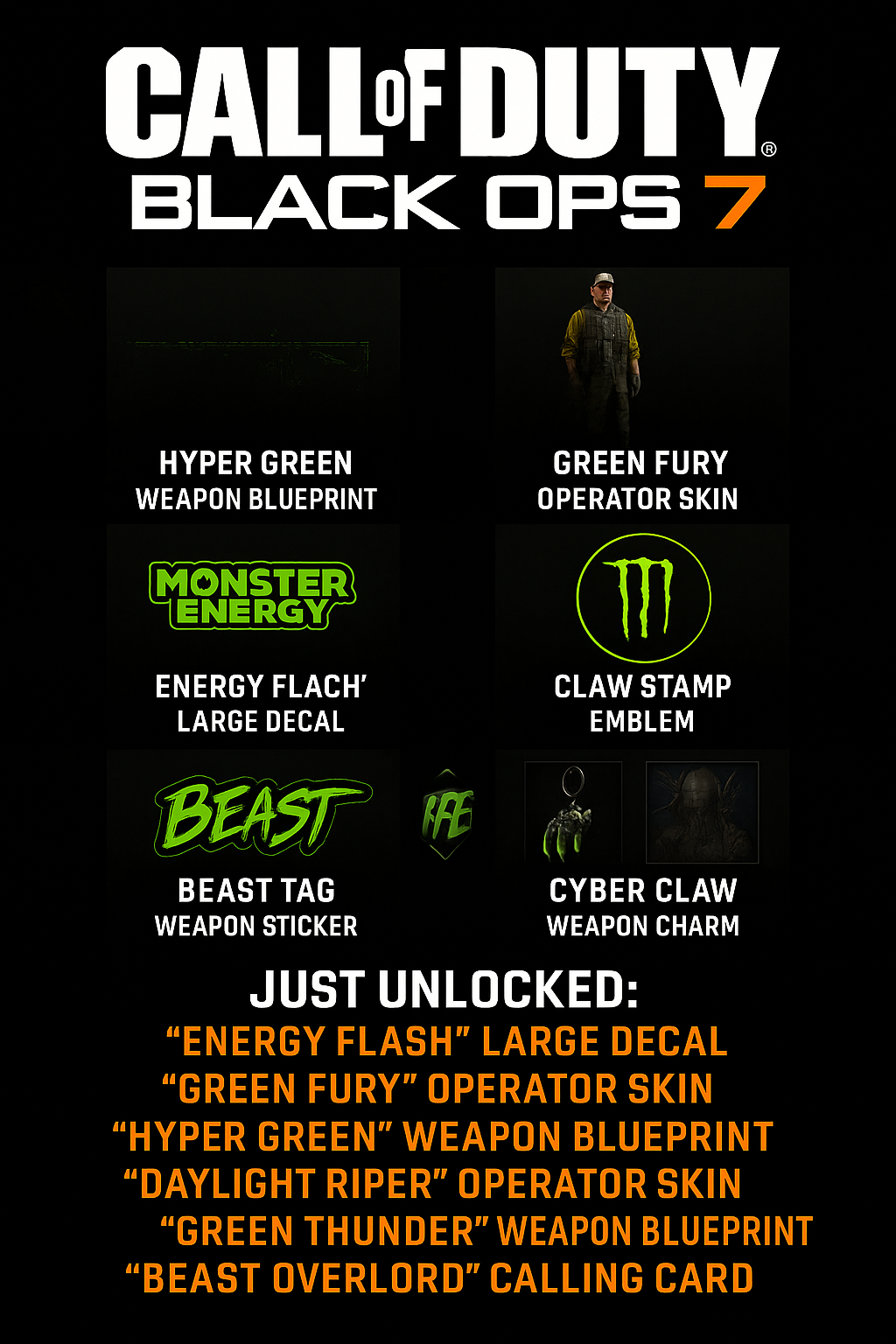 Call of Duty: Black Ops 7 Exclusive Monster Energy Full Set Pack (DLC) (PS4/PS5/XBOX ONE/XBOX SERIES X/PC) Official Website Key GLOBAL