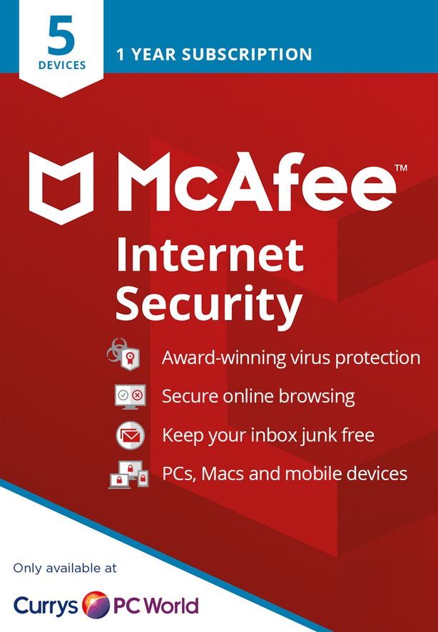 McAfee Internet Security - 1 Year - 5 Devices - Key