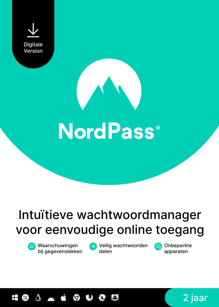 NordPass Premium, Unlimited Devices, 2-Year, Password Manager (PC/Mac/Mobile) Subscription Key NETHERLANDS