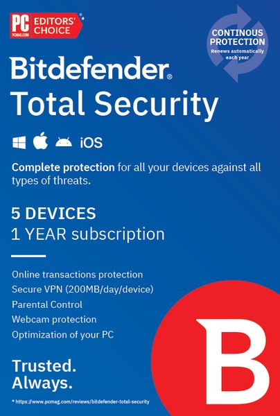 Bitdefender Total Security 5 Device 1 Year