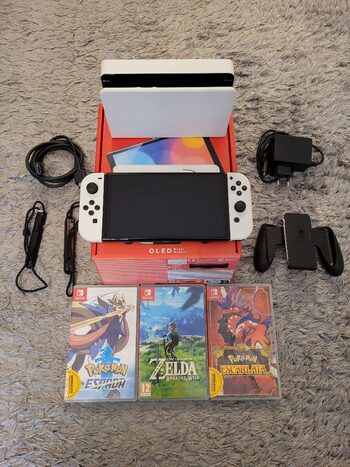 Nintendo Switch Oled, White, 64gb + 3 juegos