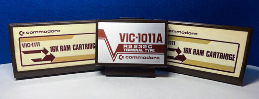 Commodore VIC-1011A RS 232C Terminal Type + 2x VIC-1111 16K RAM Cartridge