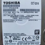 Toshiba 1 TB HDD Storage