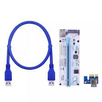 Riser PCI Express Adapter PCE164P-N06/ VER-008S for Bitcoin mining mėlyna-balta