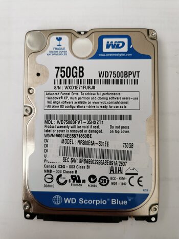 HDD WESTERN DIGITAL Scorpione BLUE WD75000BPVT 750GB 2.5"