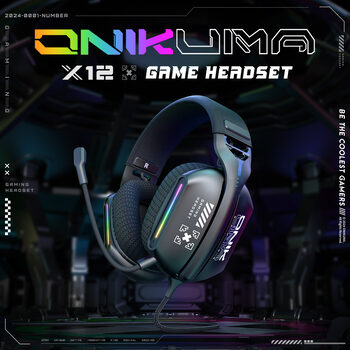 Get Onikuma X12 Black gaming headphones (žaidimų ausinės)