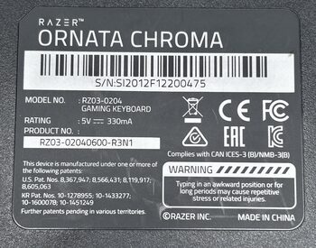 Razer Ornata Chroma Gaming Laidinė Klaviatūra