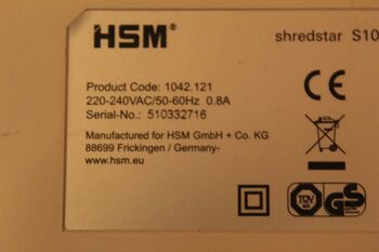 Buy Popieriaus smulkintuvas HSM Shredstar S10 6 mm HSM1042121 HSM