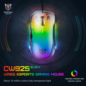 Onikuma CW925 Black Wired gaming mouse (žaidimų pelė) for sale