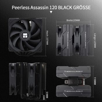 Peerless Assassin 120 Black AM4 AM5 LGA1700 LGA1200 CPU aušintuvas