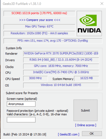 Asus GeForce RTX 2070 SUPER 8 GB 1635-1845 Mhz PCIe x16 GPU