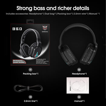  Onikuma B60 Black wireless gaming headphones (belaidės žaidimų ausinės)
