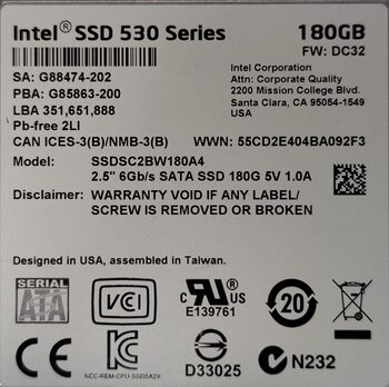 Intel 530 180 GB SSD Storage