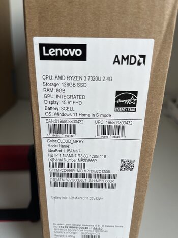 Lenovo IdeaPad 1 15.6" AMD FHD Ryzen 3 7320U 8GB/128GB SSD Cloud Grey