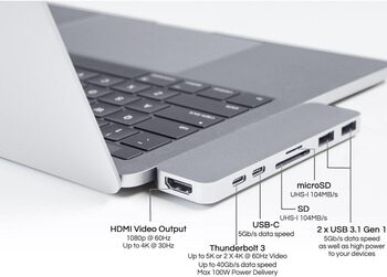 Get USB šakotuvas - HyperDrive pro 7-in-2 usb-c adapteris