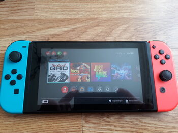 Nintendo Switch, Blue & Red, 32GB + 128GB + vairas su pedalais + vibrodžojstikas