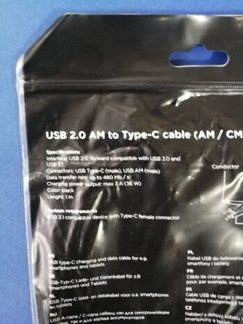 Cablexpert USB 2.0 AM to Type-C cable 1m 3A