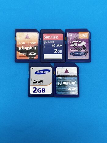 5 VNT 2GB SD Card Memory Kingston Sandisk Samsung Kortelės