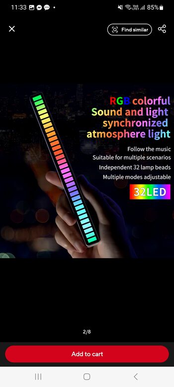 Get Music Levels Rgb Light 32 Led Bar Black battery Powered