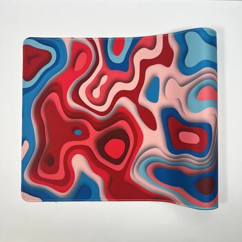 Extended Gaming Mousepad 90x40 cm - Abstract Red, Pink, and Blue Waves