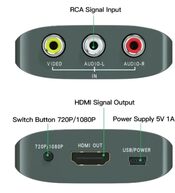 adaptador de av rca a hdmi 1080p escalador