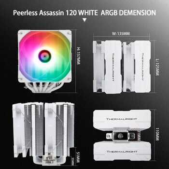 Get Thermalright Peerless Assassin 120 White ARGB (Baltas) AM4 AM5 LGA1700 LGA1200