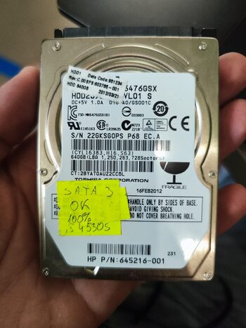 640GB HDD 2,5" SATA3 5400RPM.