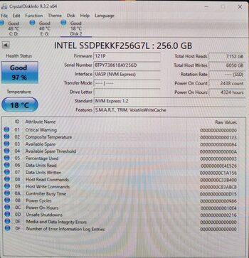 Intel 600p Series 256 GB NVME Storage for sale