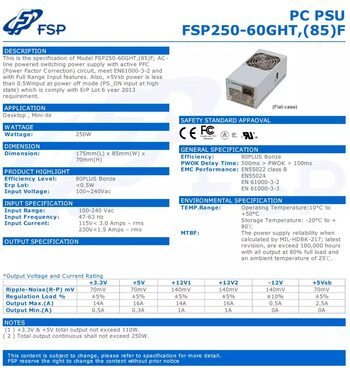 Get Power Supply FSP Fortron FSP250-60GHT 250W 85+ ATX PSU PFC 3x SATA 1x