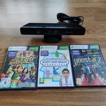 XBOX 360 KINECT judesio kamera + 3 originalus žaidimai