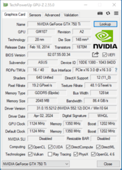 Asus GeForce GTX 750 Ti 2 GB 1124-1202 Mhz PCIe x16 GPU