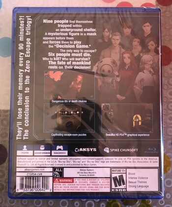 Zero Escape: Zero Time Dilemma PlayStation 4