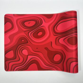 Extended Gaming Mousepad 90x40 cm - Bright Red Topographic Style Design