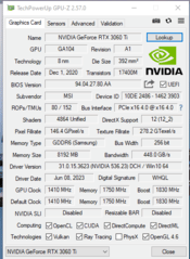 MSI GeForce RTX 3060 Ti 8 GB 1410-1830 Mhz PCIe x16 GPU