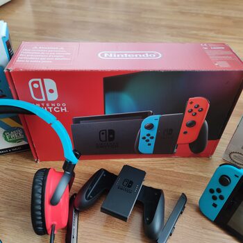 Nintendo Switch V2, Blue & Red, 32 + 64 GB didelis komplektas + žaidimai for sale