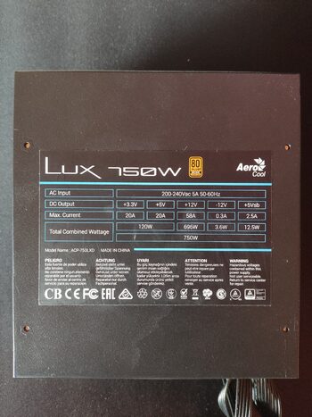 Aerocool LUX RGB 750M (230V EU) ATX 750 W 80+ Bronze Semi-modular PSU